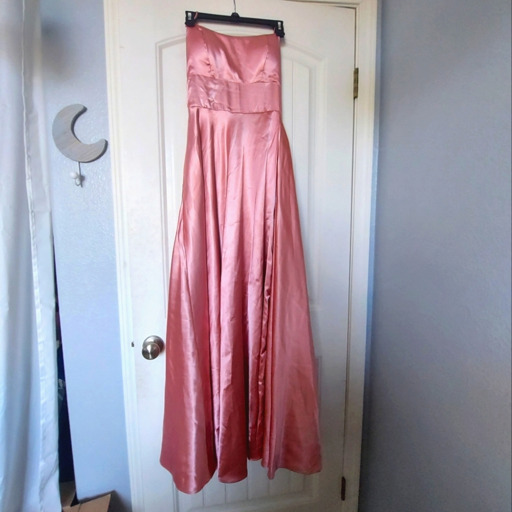 Pink open back lace up dress